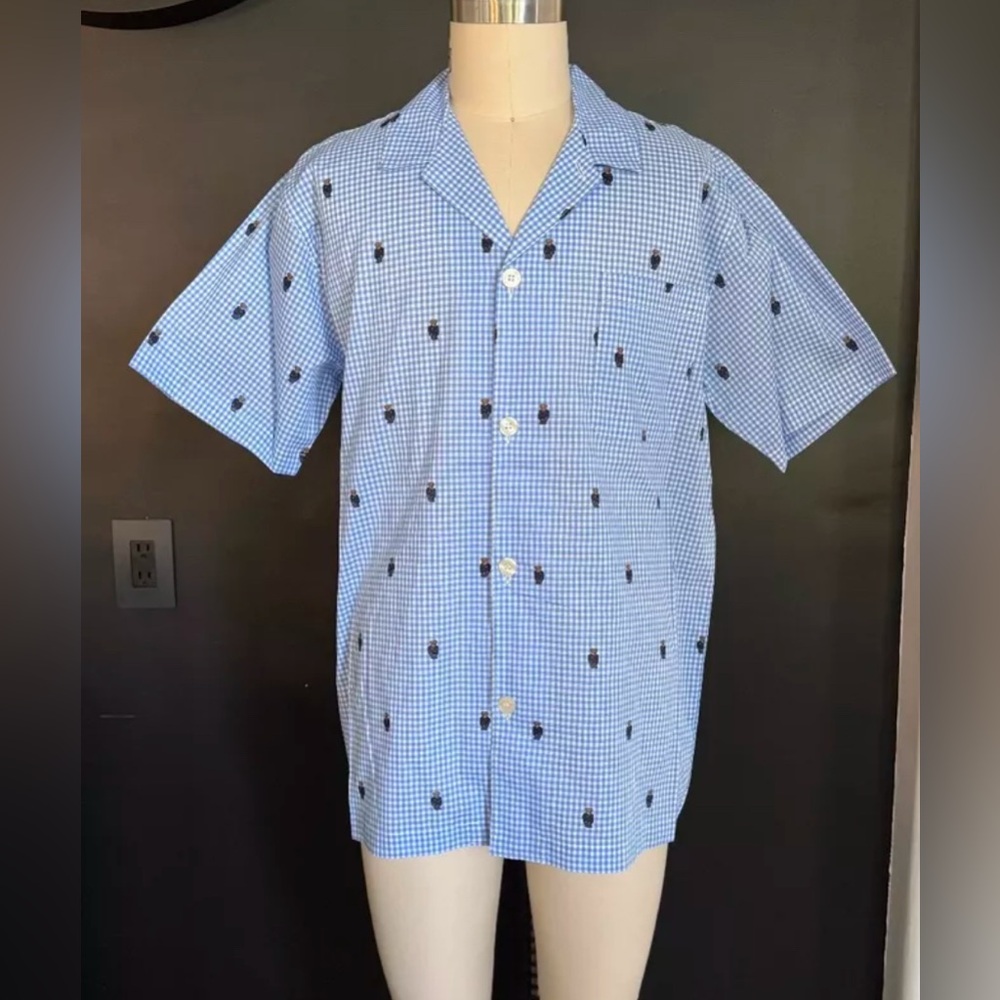 Polo Ralph Lauren Sailor Bear Pajama Sleepwear Button Down Shirt Med & Lg